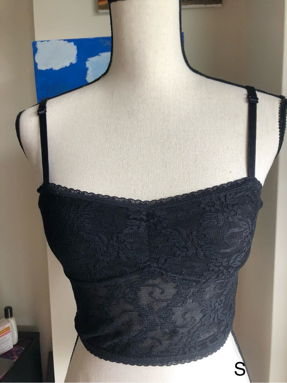 Black Lace Cropped Cami Top
